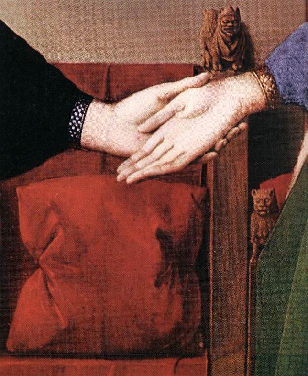 EYCK, Jan van Portrait of Giovanni Arnolfini and his Wife (detail) sdfs Sweden oil painting art